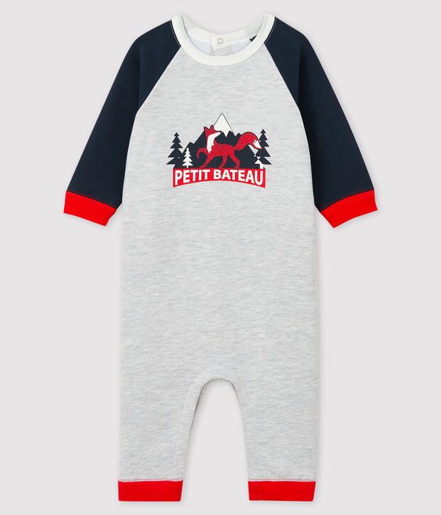 Langer Baby-Overall f&uuml;r Jungen grau/blau