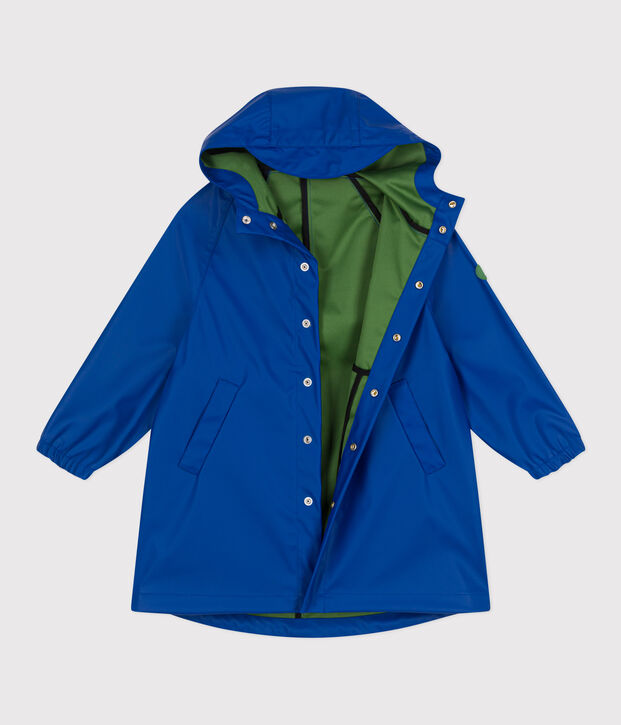 Kinder-Regenjacke mit zwei Farben blau/gr&uuml;n