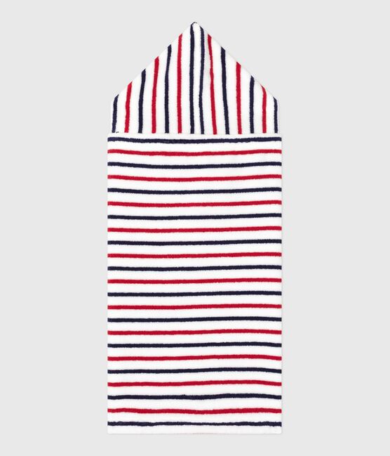 Baby-Badehandtuch aus Frottee mit Streifen weiss MARSHMALLOW/weiss MULTICO
