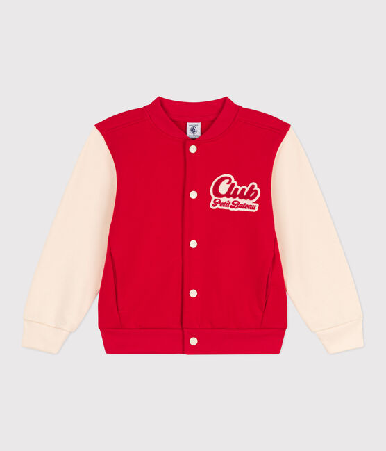 Kinder-Teddyjacke aus Molton für Jungen rot PEPS/weiss AVALANCHE