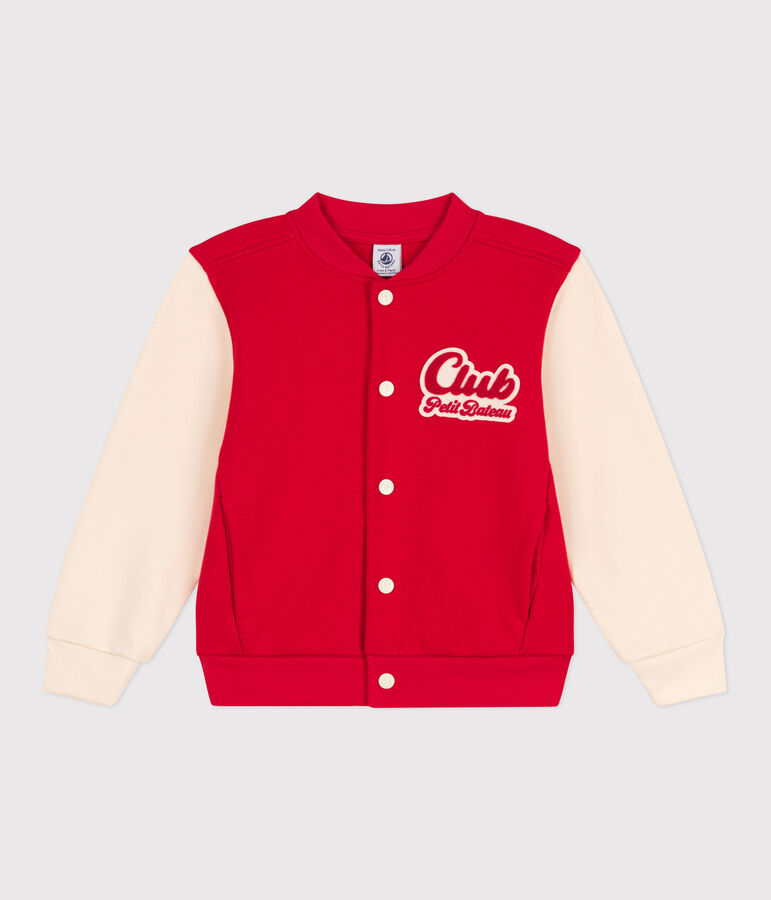 Kinder-Teddyjacke aus Molton f&uuml;r Jungen rot/naturfarben