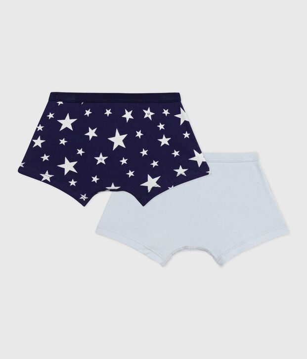 Set Kinder-Boxershorts mit &uuml;berzogenem Bund aus Baumwolle und Sternmotiv vielfarbig