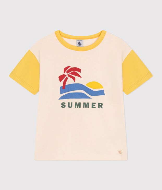 Gemustertes Jungen-T-Shirt aus Jersey naturfarben/gelb
