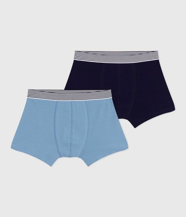 Set Kinder-Boxershorts aus einfarbiger Baumwolle mit Elastan vielfarbig