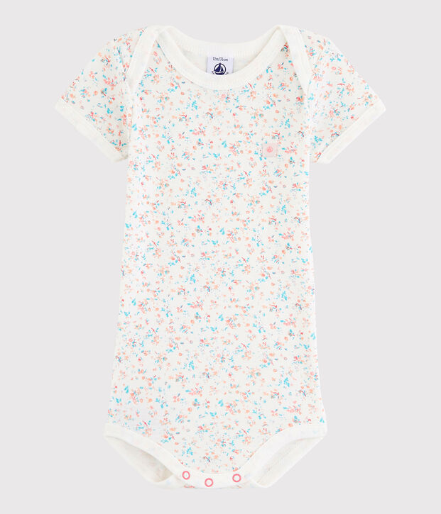 Kurz&auml;rmeliger Baby-Body M&auml;dchen weiss/vielfarbig