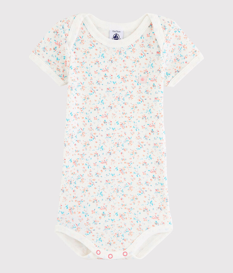 Kurz&auml;rmeliger Baby-Body M&auml;dchen weiss/vielfarbig