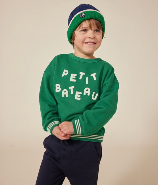 Kinder-Sweatshirt aus Molton für Mädchen und Jungen grün JARDIN