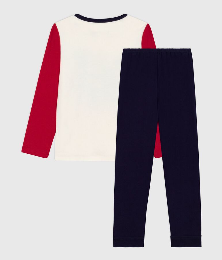 Kinder-Pyjama aus Baumwolle in zwei Farben blau/vielfarbig