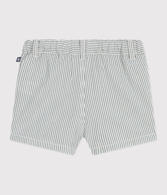 Baby-Shorts aus gestreiftem Seersucker weiss MARSHMALLOW/blau BRUT