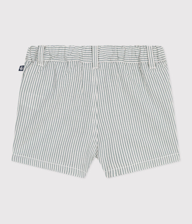 Baby-Shorts aus gestreiftem Seersucker weiss/gr&uuml;n