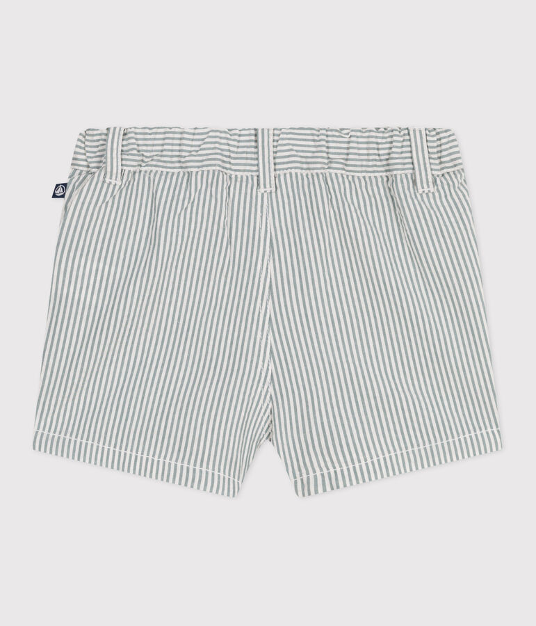 Baby-Shorts aus gestreiftem Seersucker weiss/gr&uuml;n