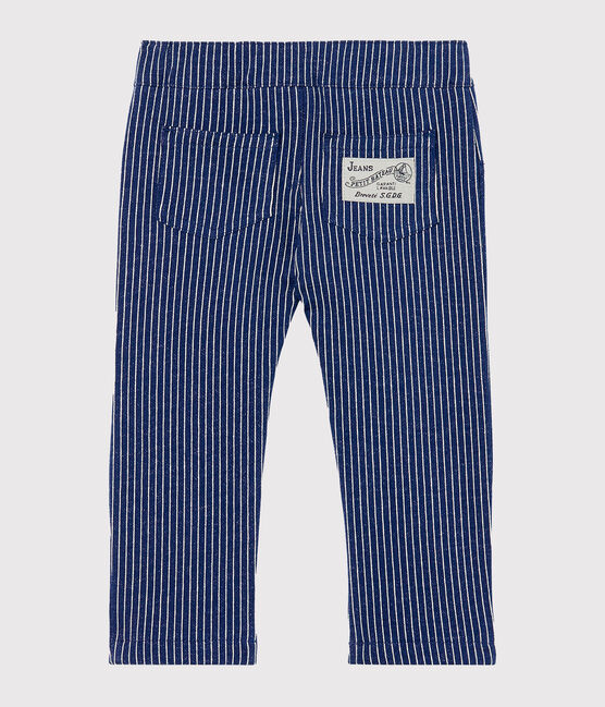 Gestreifte Strick-Babyhose für Jungen blau SMOKING/weiss MARSHMALLOW