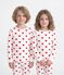 Kinderpyjama aus Rippstrick mit Herzchen f&uuml;r M&auml;dchen weiss/rot