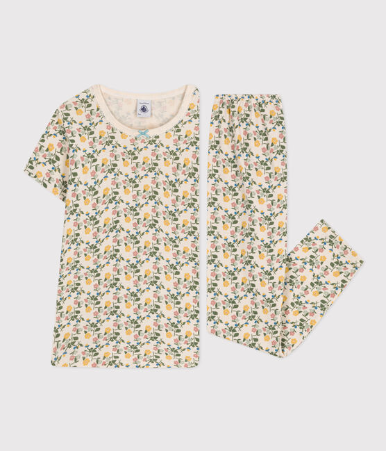 Kinderpyjama aus Baumwolle mit Blumenmuster weiss AVALANCHE/ MULTICO