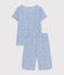 Kinder-Capripyjama aus Baumwolle mit Blumenmuster blau MARSHMALLOW/ INCOGNITO