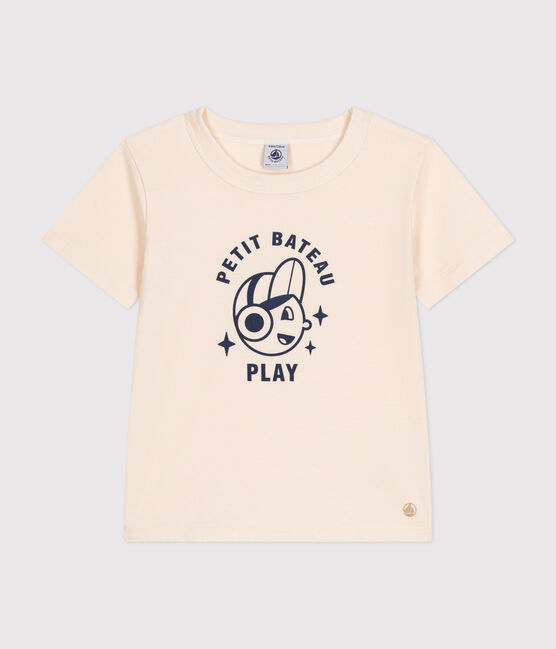 Kurzärmeliges Kinder-T-Shirt aus feinem Jersey für Jungen naturfarben AVALANCHE