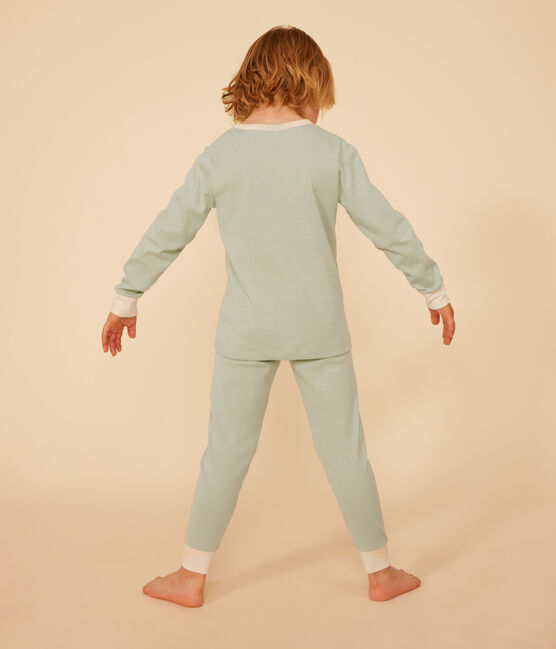 Unifarbener Kinderpyjama aus Baumwolle grün HERBIER