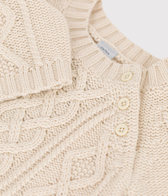 Baby-Strickpullover aus Baumwolle mit Zöpfen naturfarben AVALANCHE