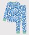 Kinderpyjama aus Baumwolle mit Pflanzenmuster für Jungen weiss MARSHMALLOW/blau BRASIER