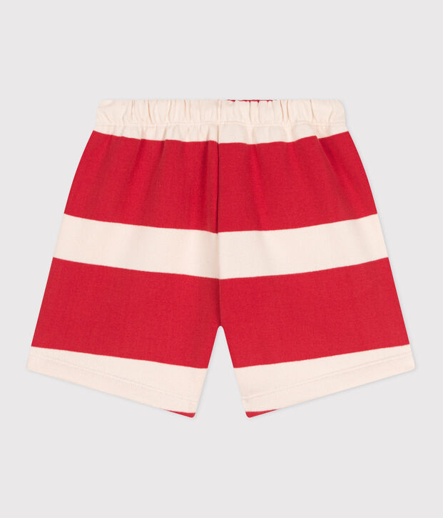 Kinder-Shorts aus Baumwolle mit Streifen rot/naturfarben