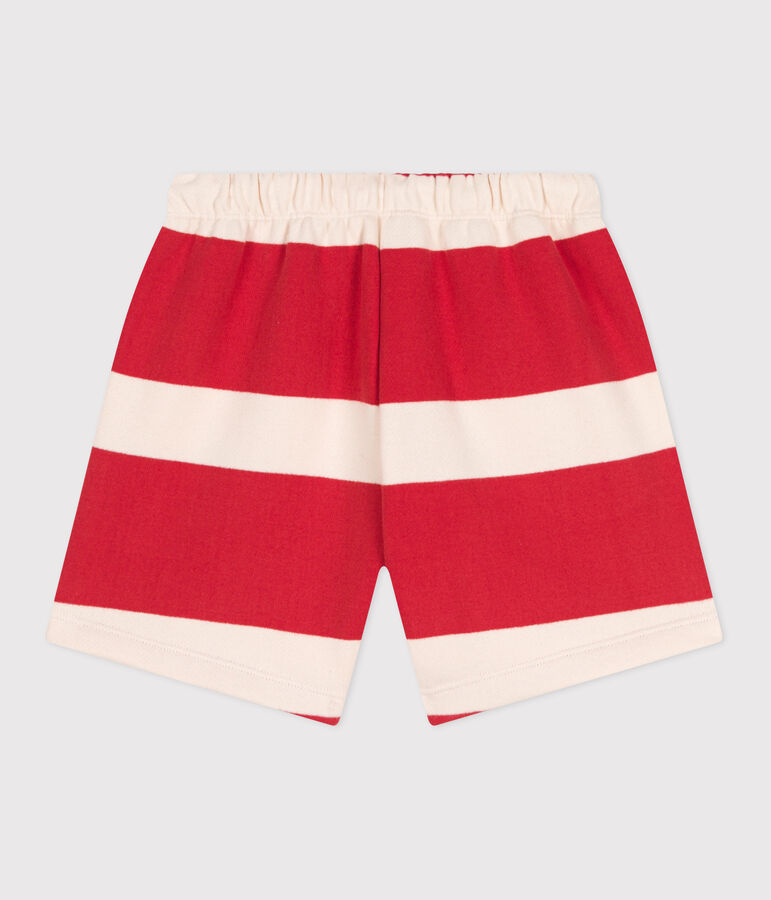 Kinder-Shorts aus Baumwolle mit Streifen rot/naturfarben