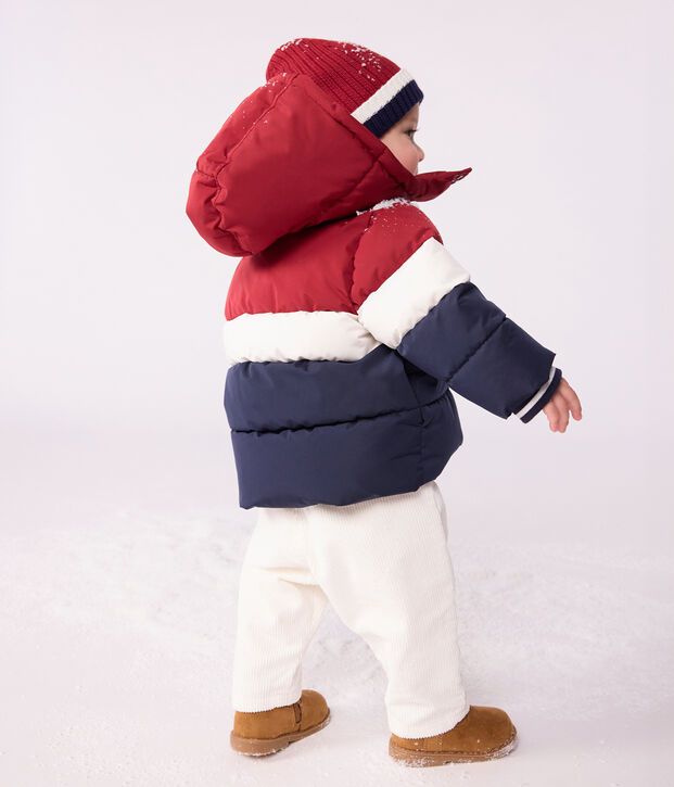 Leichte Baby-Winterjacke einfarbig im Colorblock blau/vielfarbig