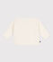 Baby-Wickeljacke aus Woll- und Baumwollstrick mit Lochmuster weiss MARSHMALLOW