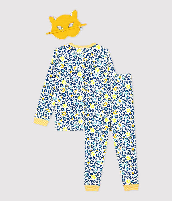 Kinderpyjama aus Baumwolle mit leuchtendem Leopardenmotiv weiss MARSHMALLOW/weiss MULTICO