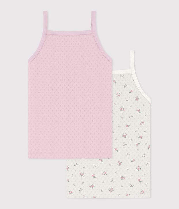 Set Kinder-Unterhemden aus Baumwolle mit Lochstickerei und Blumenmuster vielfarbig