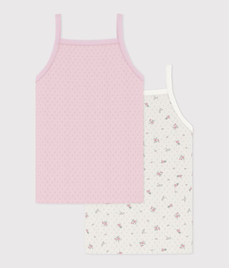 Set Kinder-Unterhemden aus Baumwolle mit Lochstickerei und Blumenmuster vielfarbig