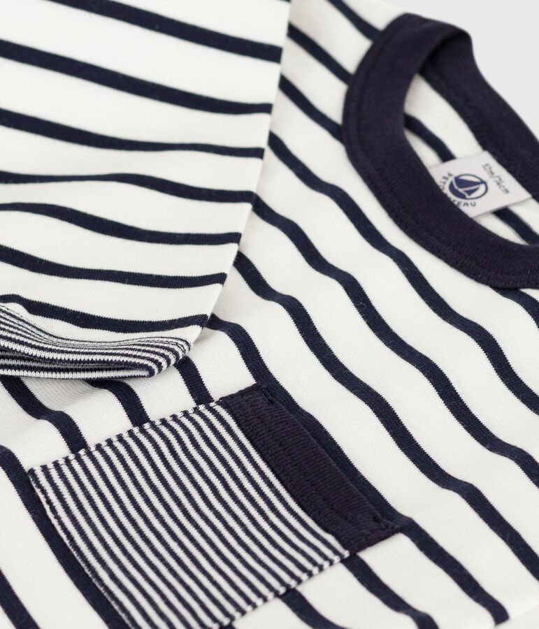 Lang&auml;rmeliges Baby-T-Shirt aus Baumwolle mit Streifen weiss/blau