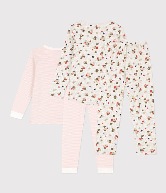 2er-Set Kinderpyjamas aus Baumwolle mit Blumenmotiv und Streifen für Mädchen variante 1