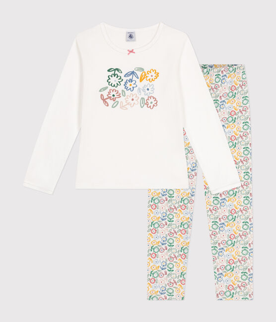 Kinder-Pyjama aus Baumwolle weiss MARSHMALLOW/weiss MULTICO