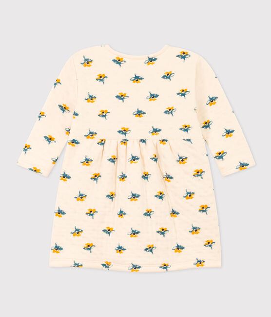 Bedrucktes langärmeliges Babykleid aus gestepptem Doppeljersey weiss AVALANCHE/ MULTICO