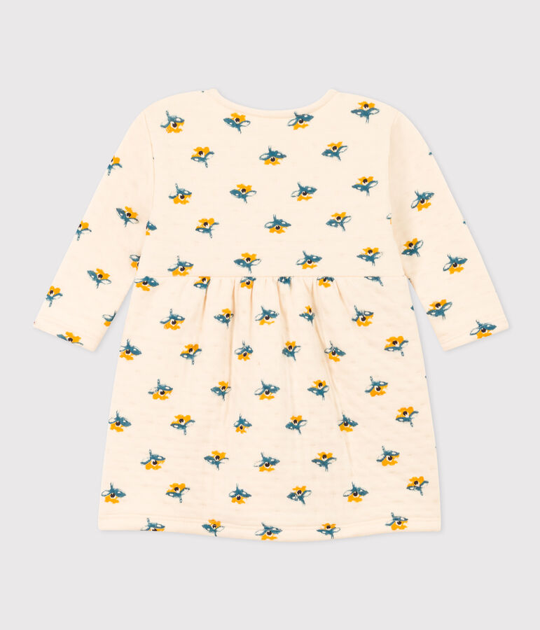 Bedrucktes lang&auml;rmeliges Babykleid aus gestepptem Doppeljersey weiss AVALANCHE/ MULTICO