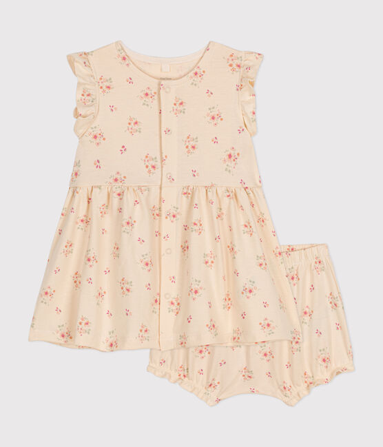 Baby-Kleid und -Bloomer aus leichtem Jerseystoff weiss AVALANCHE/ MULTICO