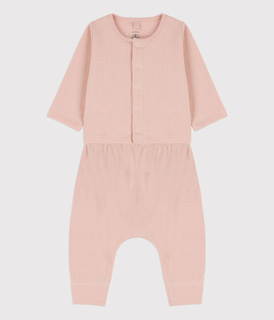 Zweiteiliges Baby-Set aus unifarbenem Bio-Doppeljersey rosa SALINE