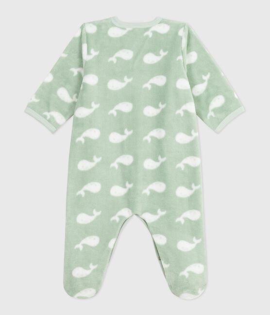 Baby Fleece-Pyjama zum Überziehen mit Wal-Motiv.  SAULE/ MARSHMALLOW