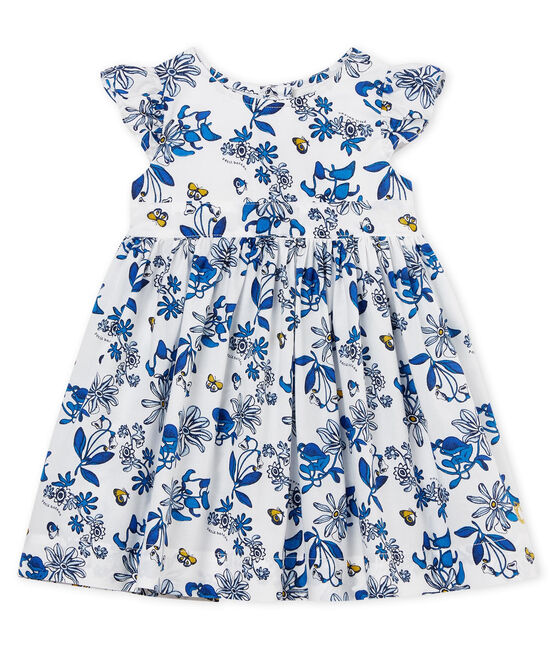 Kurzärmeliges baby-kleid mädchen weiss MARSHMALLOW/weiss MULTICO