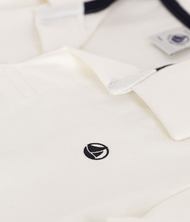 Kurz&auml;rmeliges Jungen-Poloshirt aus Baumwolle weiss