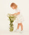 Kurzärmeliges baby-kleid mädchen weiss MARSHMALLOW/weiss MULTICO