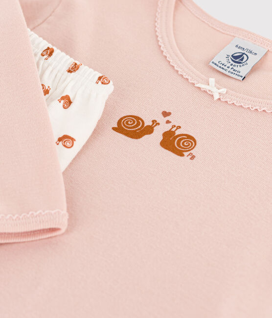Kinderpyjama aus Baumwolle für Mädchen rosa SALINE/weiss MULTICO