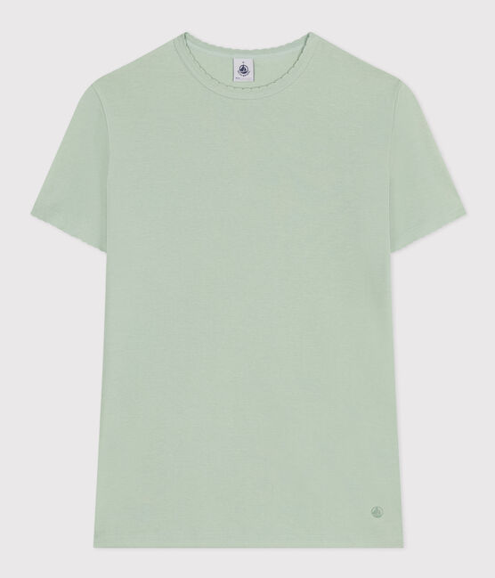 Damen-T-Shirt L’ICONIQUE aus Baumwolle mit Mäusezähnchen grün HERBIER