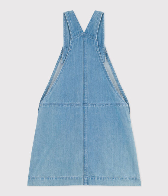 Kinder-Latzkleid aus leichtem Denim für Mädchen blau DENIM CLAIR