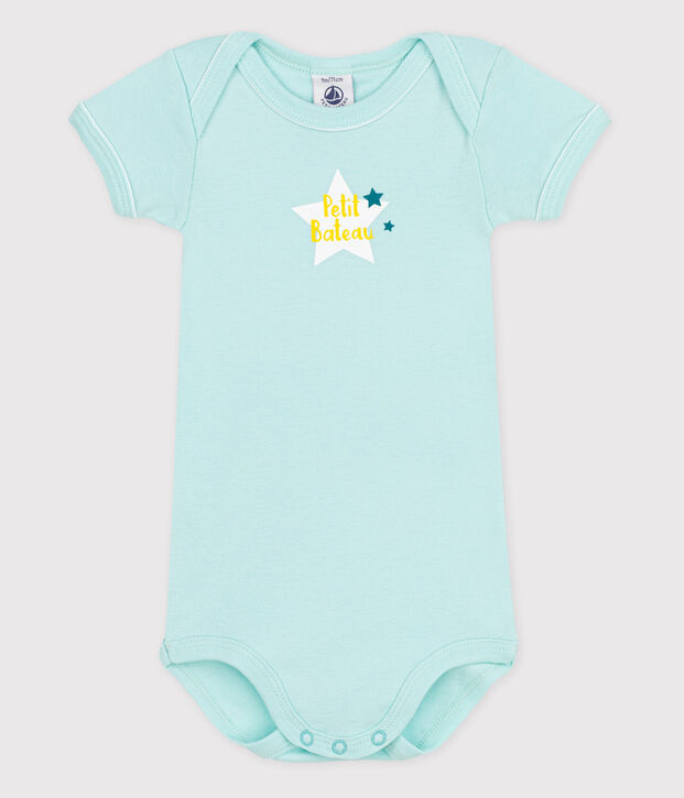 Kurz&auml;rmeliger Baby-Body blau