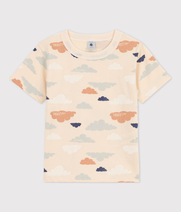 Kurz&auml;rmeliges bedrucktes Kinder-T-Shirt f&uuml;r Jungen naturfarben/vielfarbig