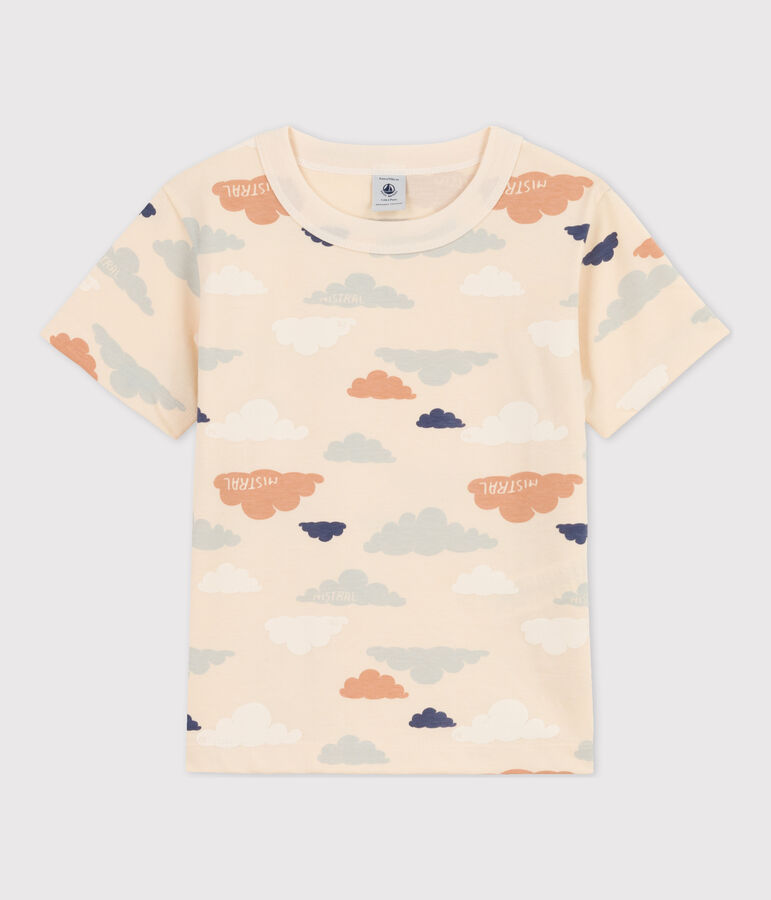 Kurz&auml;rmeliges bedrucktes Kinder-T-Shirt f&uuml;r Jungen weiss AVALANCHE/ MULTICO