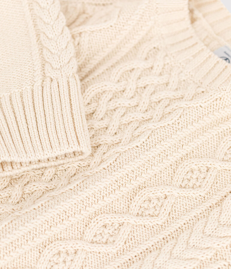 Irischer Kinderpullover aus Baumwolle naturfarben