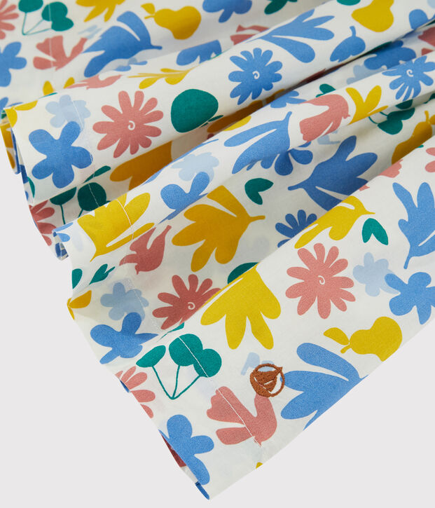 Kurz&auml;rmeliges Kinderkleid aus Popeline f&uuml;r M&auml;dchen weiss/vielfarbig