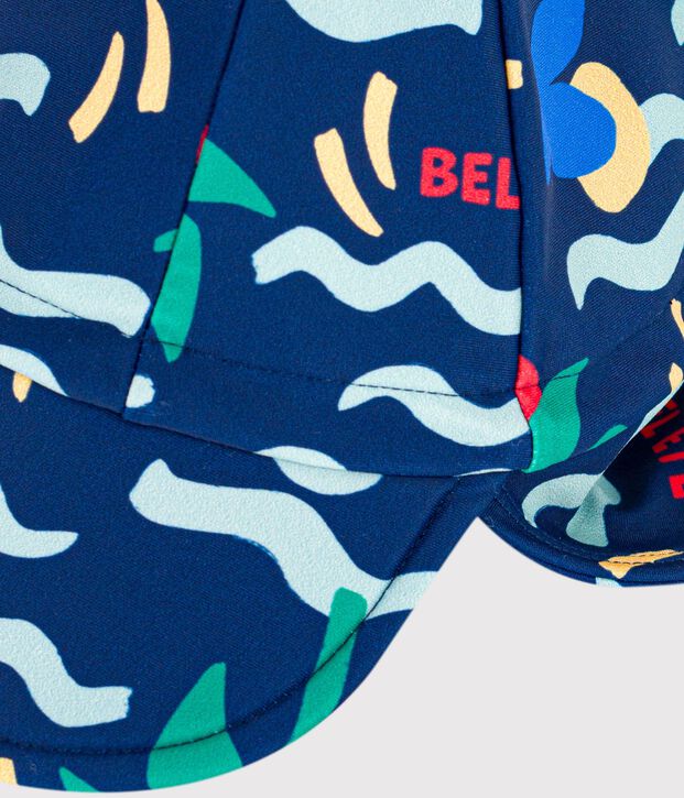 Baby-Kappe mit UV-Schutz und Wellenmotiv blau/vielfarbig